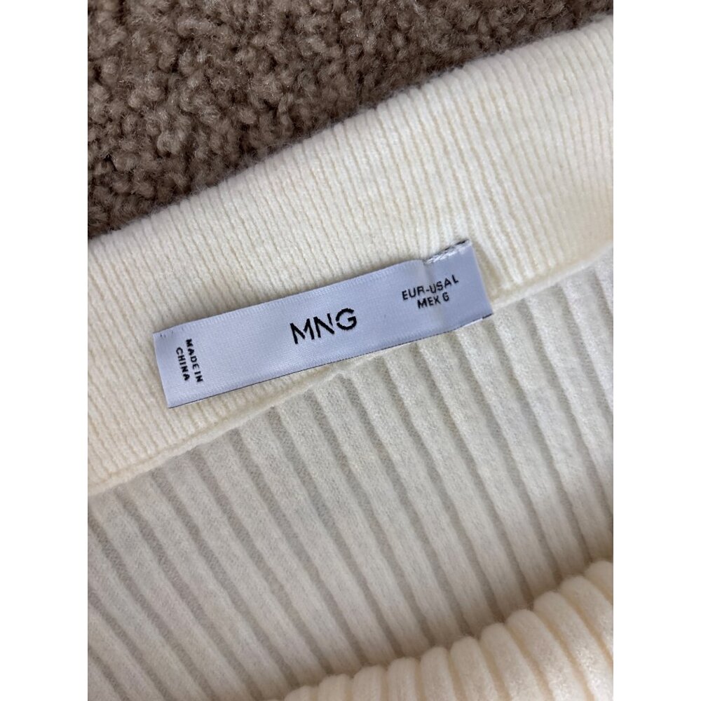 MNG White Ribbed Knit Midi Skirt, never worn, Size L - Picture 3 of 5